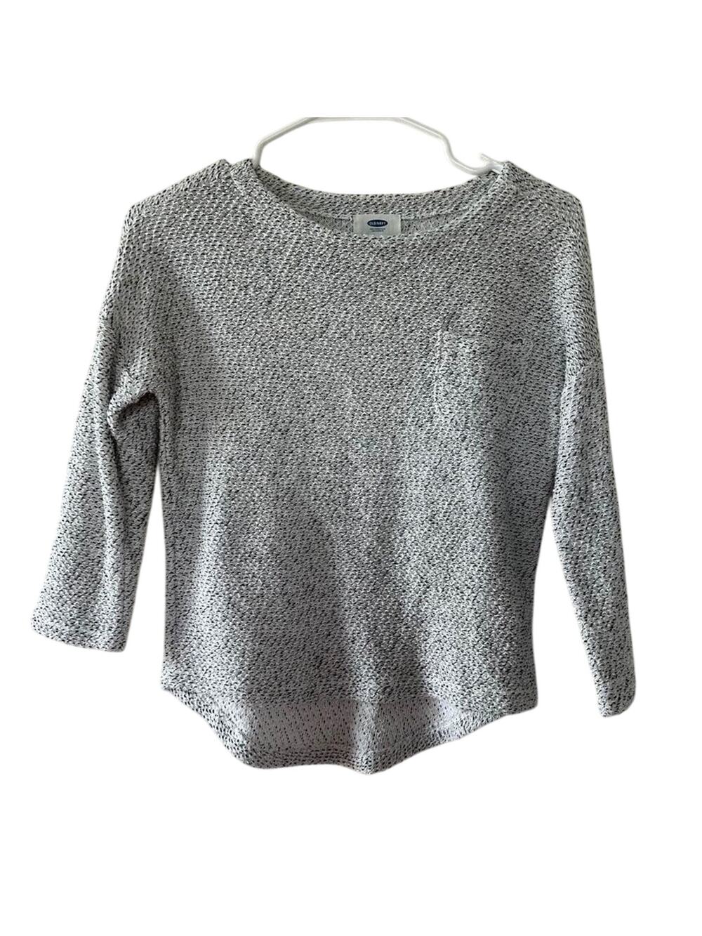 EUC Old Navy Black and White Boucle Pocket Sweater Girls sz L